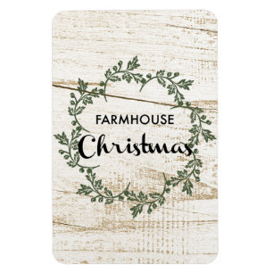 Modern Farmhouse Christmas Wreath Rustic Wood Magnet