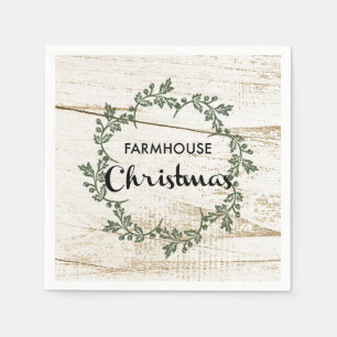 Modern Farmhouse Christmas Wreath Rustic Wood Napkins