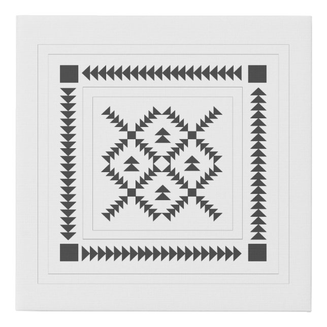 Modern Farmhouse Classic Geometric Black White Art Faux Canvas Print (Front)