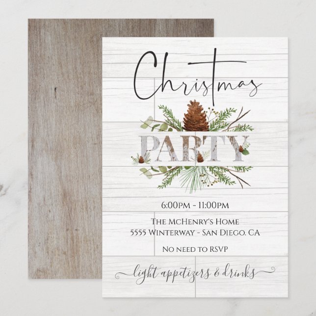 Modern Farmhouse Country Christmas Party Invitation (Front/Back)