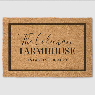 Modern Farmhouse Family Monogram Doormat Fiber Doormat