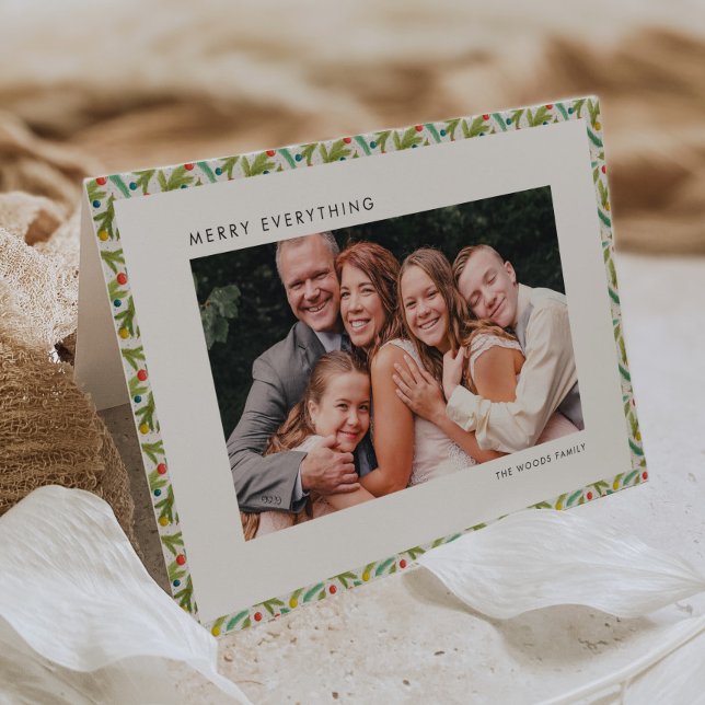 Modern Farmhouse Festive Christmas Pattern Photo Holiday Card (Creator Uploaded)