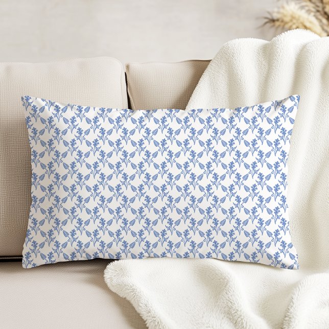 Modern Farmhouse Floral Pattern Cornflower Blue Accent Pillow (Creator Uploaded)