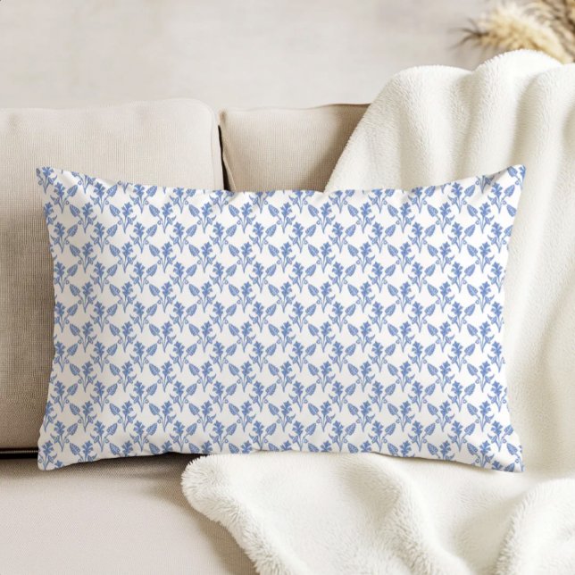 Modern Farmhouse Floral Pattern Cornflower Blue Accent Pillow (Creator Uploaded)