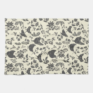 Modern Farmhouse Folk Art Chickens & Botanicals Kitchen Towel