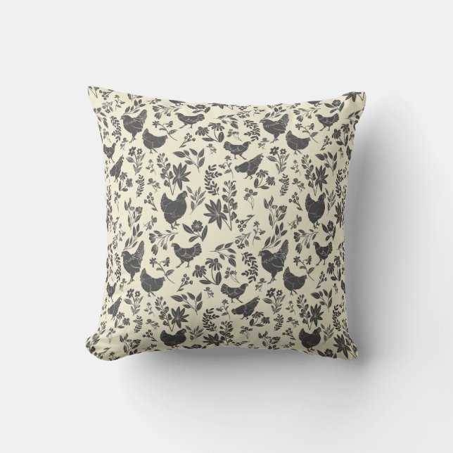 Modern Farmhouse Folk Art Style Print Throw Pillow (Front)