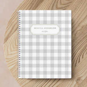 Modern Farmhouse Gray Buffalo Check Recipe Notebook