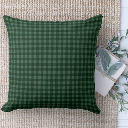 Modern Farmhouse Green And Black Gingham Couch Throw Pillow