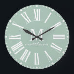 Modern Farmhouse Green Family Name Large Clock<br><div class="desc">Modern Farmhouse Green Family Name Large Clock - Bold, modern farmhouse clock features your monogram and name. Our high quality template makes it so simple for you to customize your clock. Our clock would make a lovely gift to be treasured for years to come. Clock is part of a collection....</div>
