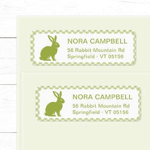 Modern Farmhouse Green Hare Gingham Return Address Label
