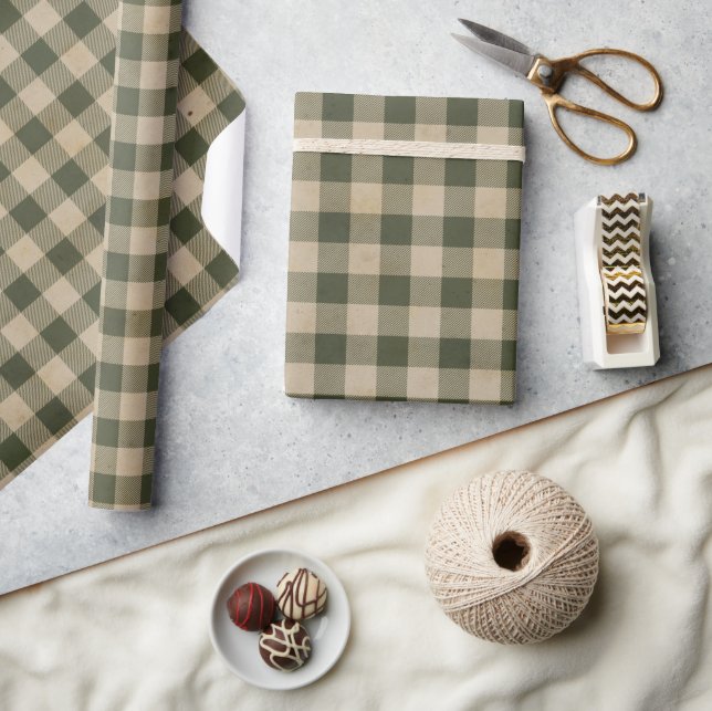  Modern Farmhouse Green Plaid Kraft Wrapping Paper (Crafts)