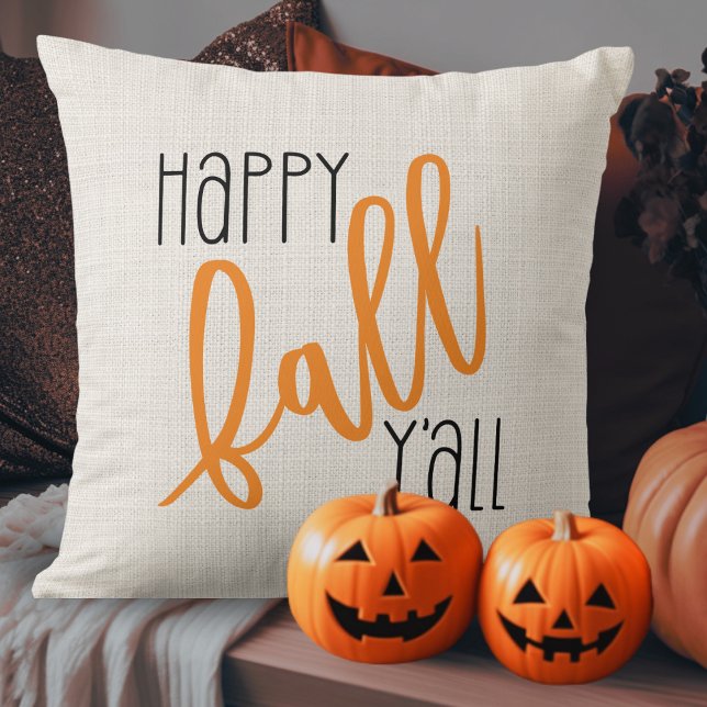 Modern Farmhouse Happy Fall Y'all Autumn Throw Pillow (Modern Farmhouse Happy Fall Y'all Autumn Throw Pillow)