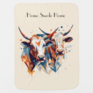 Modern Farmhouse Highland Cattle Baby Blanket