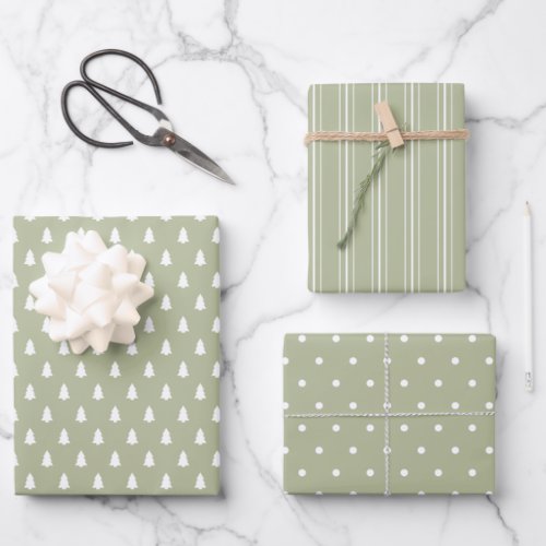 Modern farmhouse holiday green wrapping paper