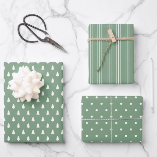 Modern farmhouse holiday green wrapping paper