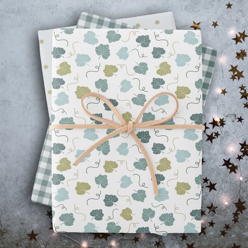 Modern farmhouse holiday green wrapping paper sheets