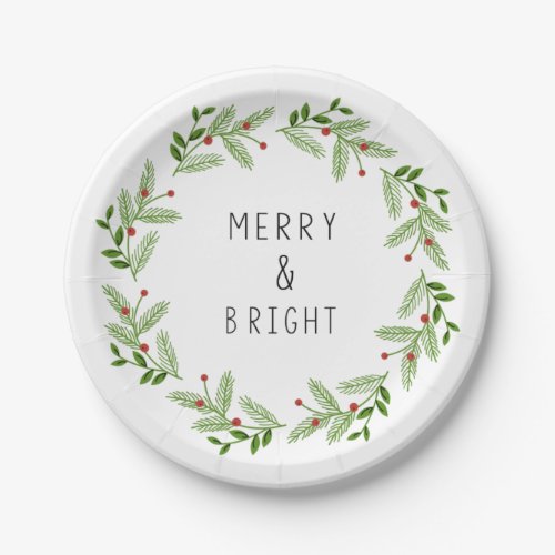 MODERN FARMHOUSE HOLIDAY GREENS AND BERRIES PAPER PLATES