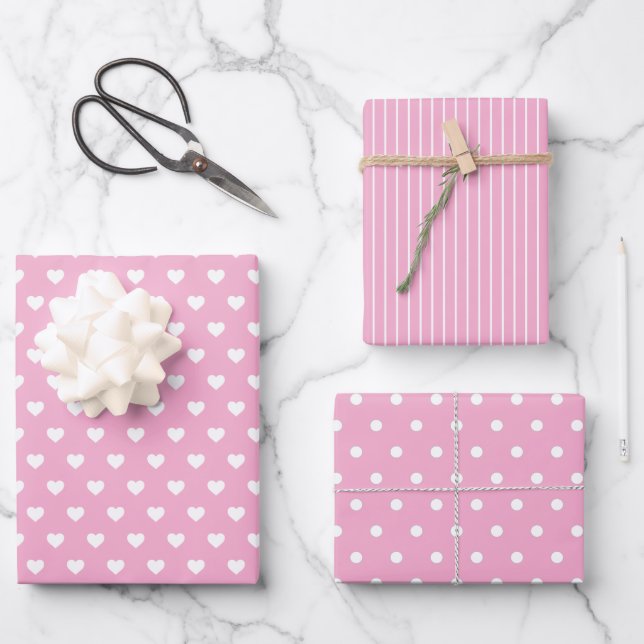 Modern farmhouse holiday pink wrapping paper sheets (Front)