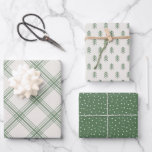 Modern Farmhouse holiday wrapping paper - green<br><div class="desc">This wrapping paper collection features plaid,  snowflake and Christmas tree patterns for a minimalist holiday look.</div>