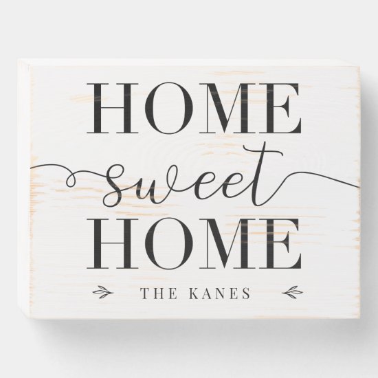 Modern Farmhouse Home Sweet Home Personalized Wooden Box Sign