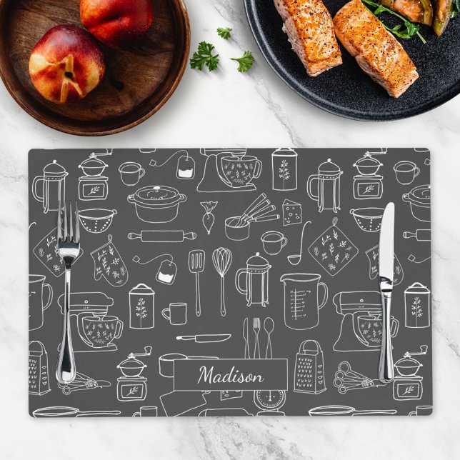 Modern Farmhouse Kitchen Cooking Utensils Placemat (In situ)