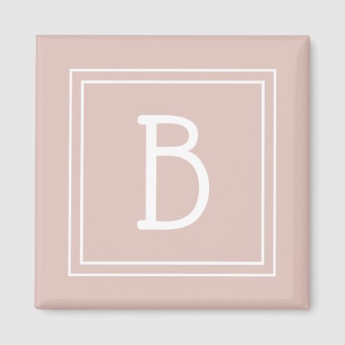 Modern Farmhouse Monogrammed Pink  White Initial Magnet