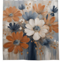 Modern Farmhouse Navy Blue Burnt Orange Floral