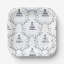 Modern Farmhouse Navy Blue Pattern Christmas