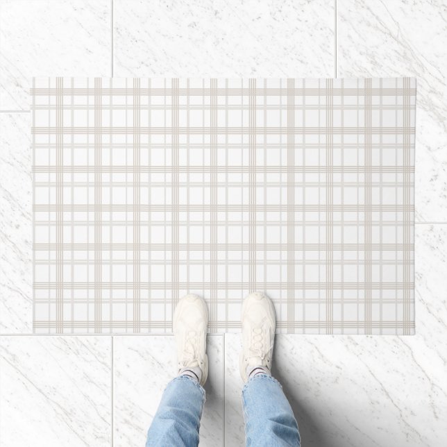 Modern Farmhouse neutral plaid  Doormat (Indoor)