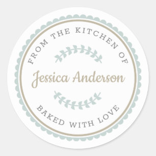 Modern Farmhouse Personalized Baking Gift Classic Round Sticker