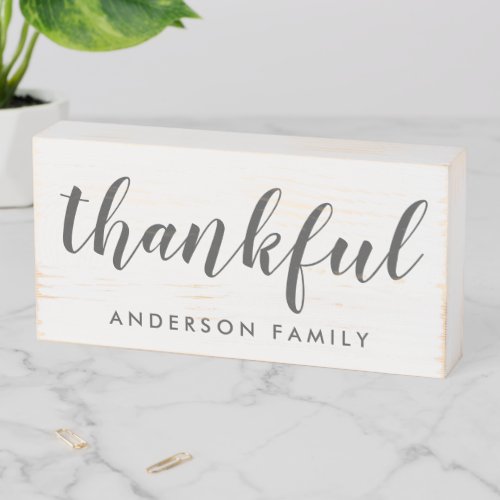 Modern Farmhouse Personalized Thankful Wooden Box Sign