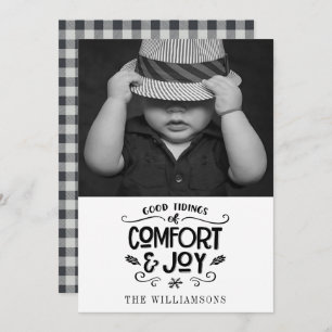 Modern Farmhouse  Photo on Black Gingham Christmas