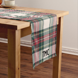 Modern Farmhouse Plaid INITIALS Holiday Timeless Long Table Runner