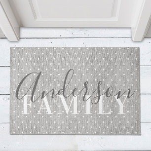 Modern Farmhouse Polka dots Family Name Doormat