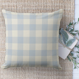 Modern Farmhouse Powder Blue Buffalo Plaid  Throw Pillow