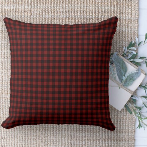 Modern Farmhouse Red And Black Gingham Couch Throw Pillow