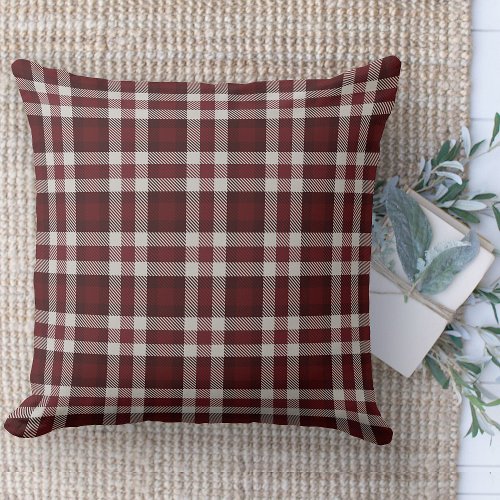 Modern Farmhouse Red And White Plaid Couch Throw Pillow