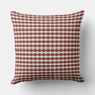 Modern Farmhouse Red White Sage Christmas Plaid Throw Pillow