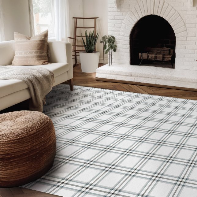 Modern Farmhouse Rug, Black And White Plaid Area Rug (modern farmhouse rug plaid area rug white with black checks)