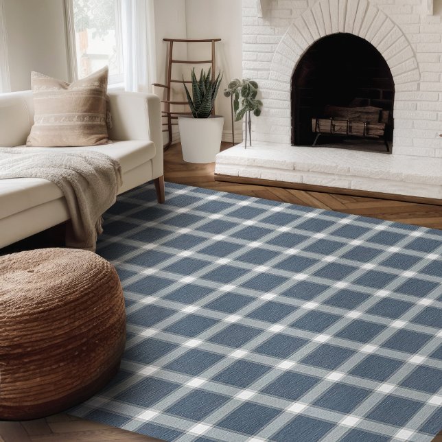 Modern Farmhouse Rug, Blue And White Plaid Area Rug (modern farmhouse rug plaid area rug blue and white )