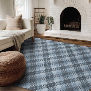 Modern Farmhouse Rug, Blue Plaid Area Rug