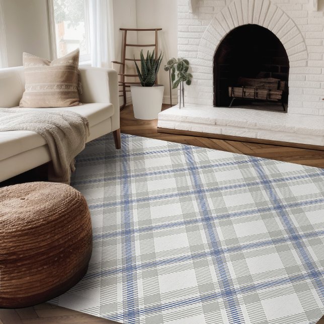 Modern Farmhouse Rug Brown And Blue Area (Modern farmhouse rug blue and beige plaid area rug for living room)