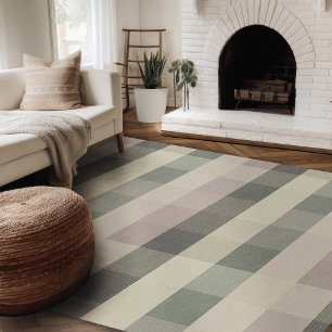 Modern Farmhouse Rug, Green And Mauve Plaid Area Rug