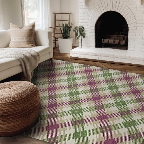 Modern Farmhouse Rug Green And Red Plaid Area Rug