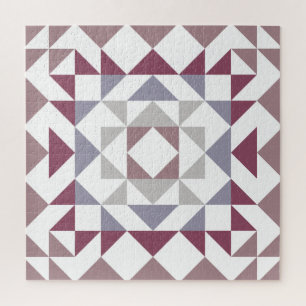 Modern Farmhouse Rustic Dusty Mauve Quilt Block  Jigsaw Puzzle