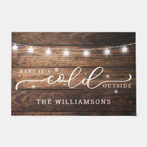 Modern Farmhouse Rustic Family Monogram Doormat 