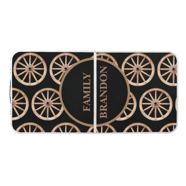 Modern Farmhouse Rustic Old-Fashion Wooden Wheel Beer Pong Table (Top)