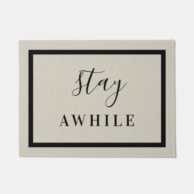 Modern Farmhouse Stay Awhile Doormat Zazzle