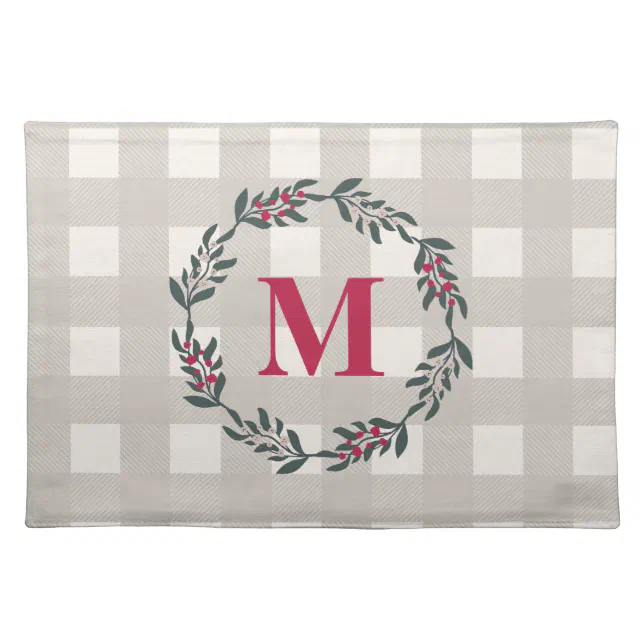 Modern Farmhouse Style Monogram Cloth Placemats | Zazzle