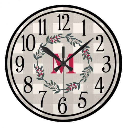 Modern Farmhouse Style Monogrammed Large Clock